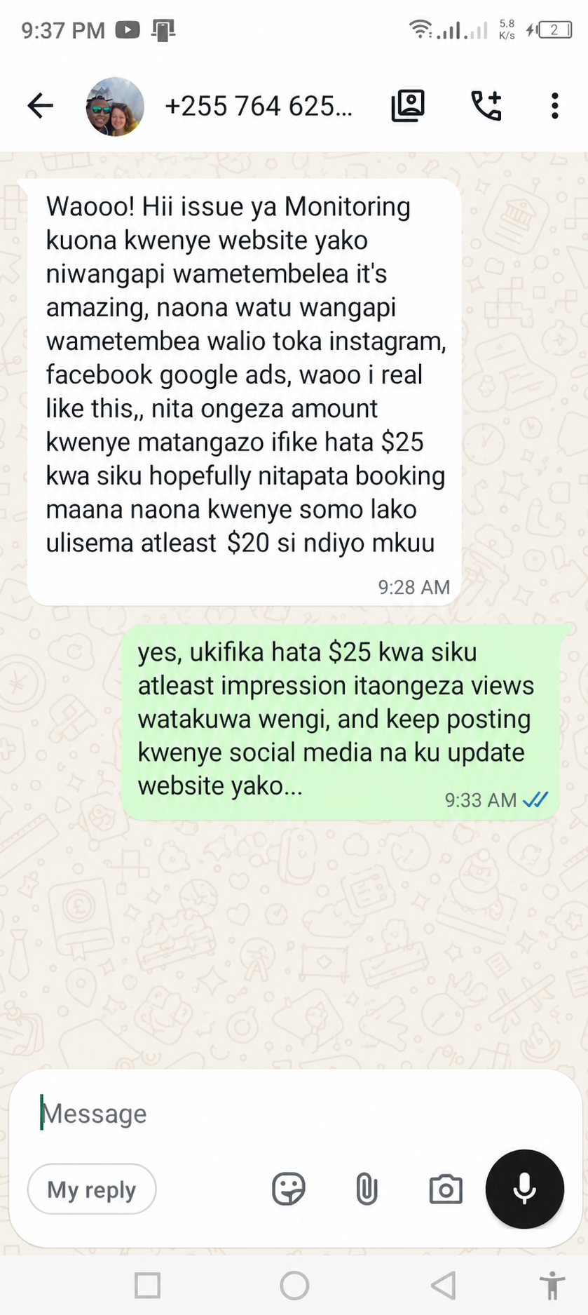 Ushuhuda wa kampuni ya tour 2 baada ya kutumia mbinu hii